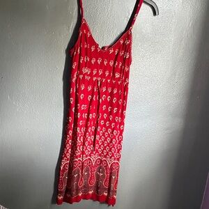 Aravon Red Floral Print Spaghetti Strap Dress